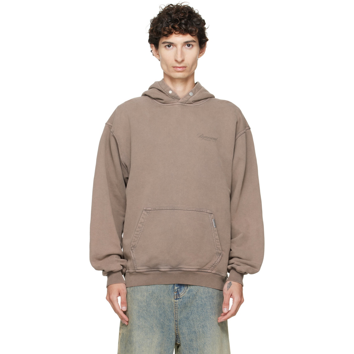 Represent Brown Printed 'Owners Club' Script Hoodie