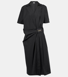 Loewe Gathered cotton poplin wrap dress