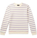 A.P.C. - Logo-Print Striped Loopback Cotton-Jersey Sweatshirt - Gray