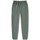 Lacoste Men's Geometric Monogram Track Pant in Green/Wood Shaving