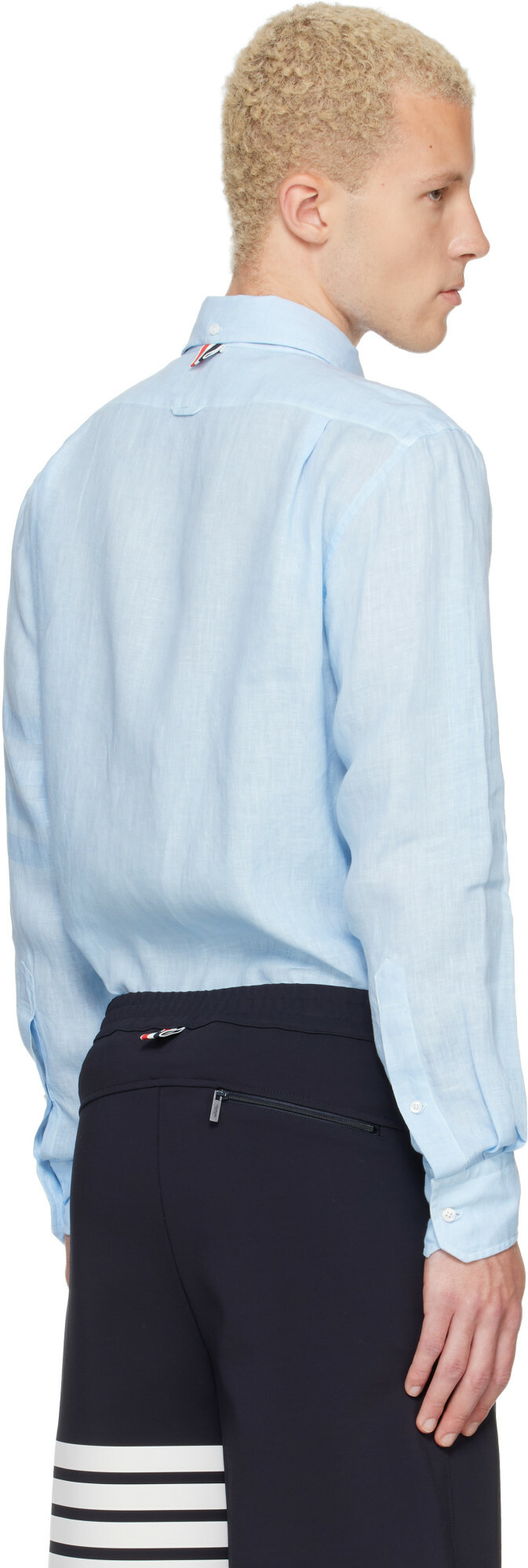 Thom Browne Blue Linen 4-Bar Shirt