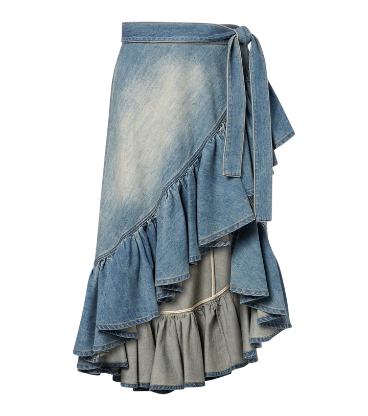 Photo: Alaïa Ruffled denim wrap skirt