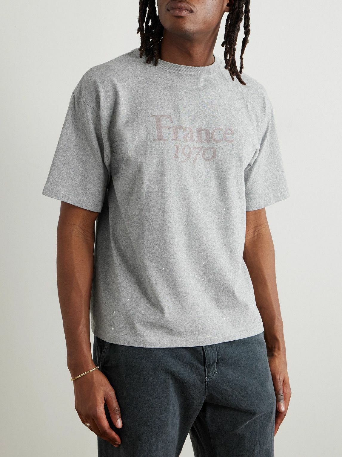 Remi Relief - Paint-Splattered Printed Cotton-Jersey T-Shirt - Gray