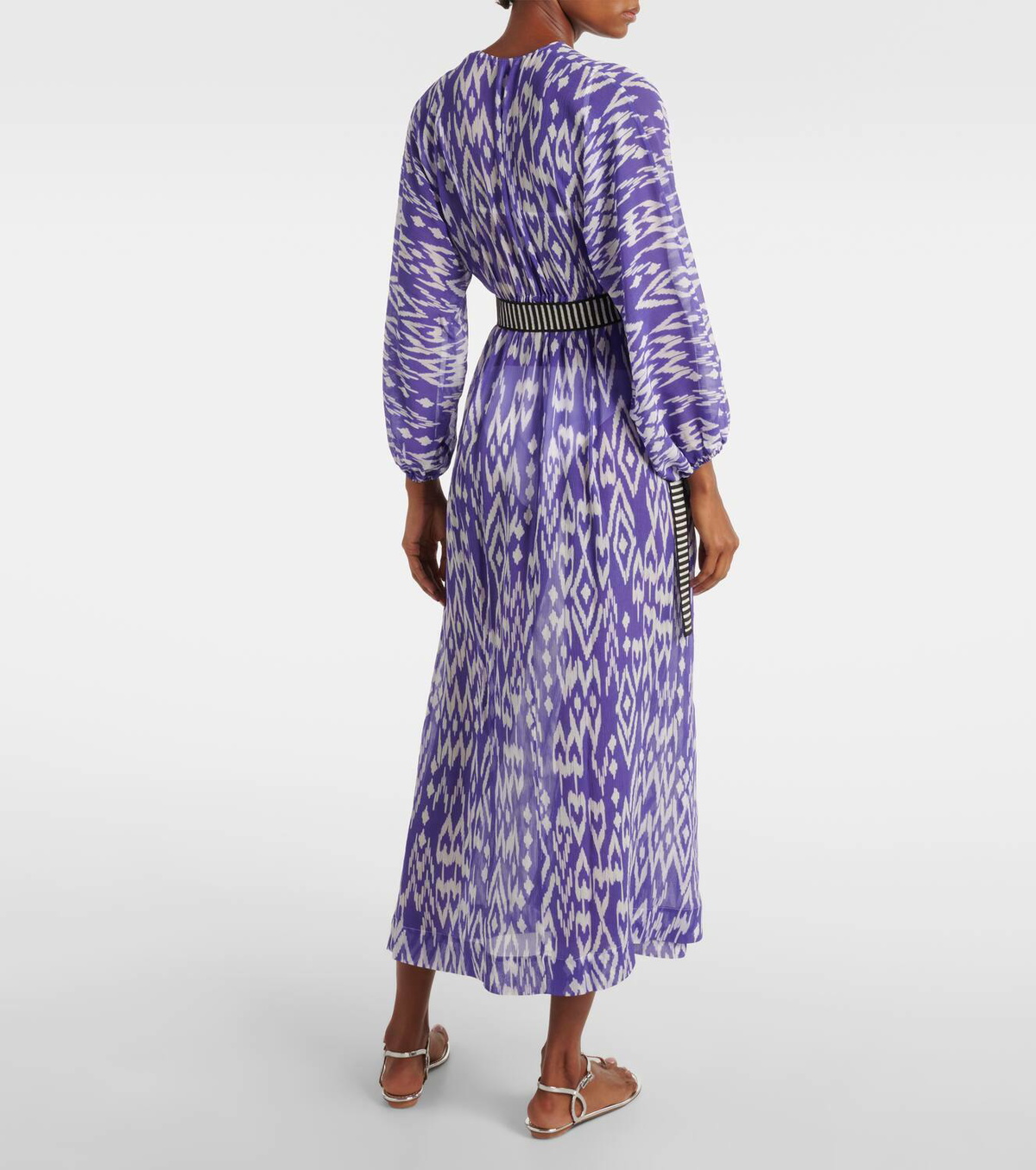 Eres Sky belted printed crêpe midi dress