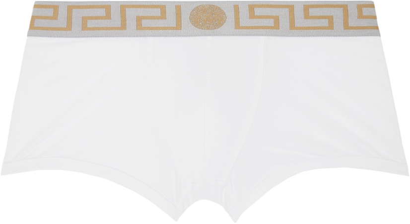 Versace Underwear: White Greca Border Briefs