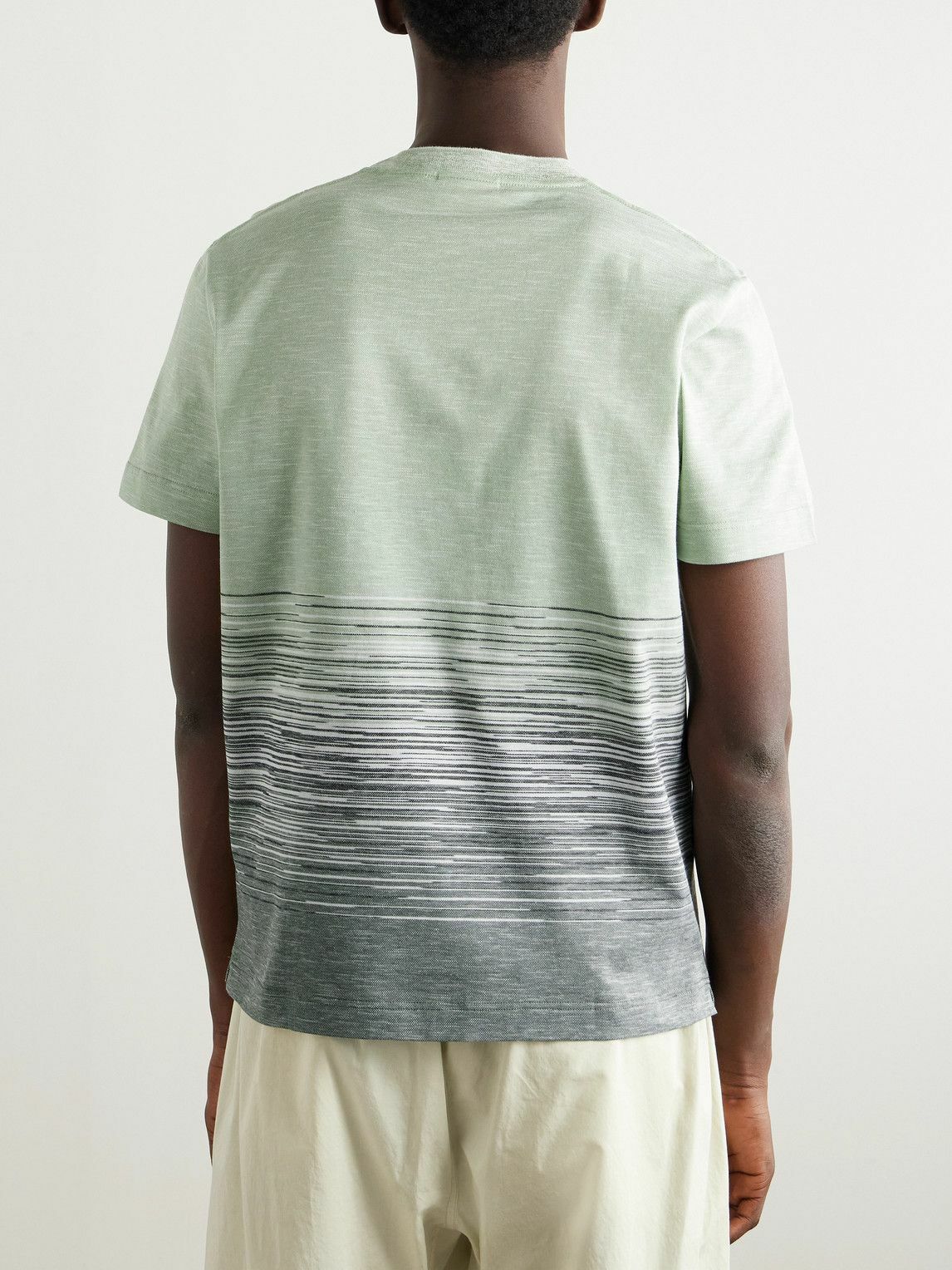 Missoni - Space-Dyed Cotton and Linen-Blend Piqué T-Shirt - Green