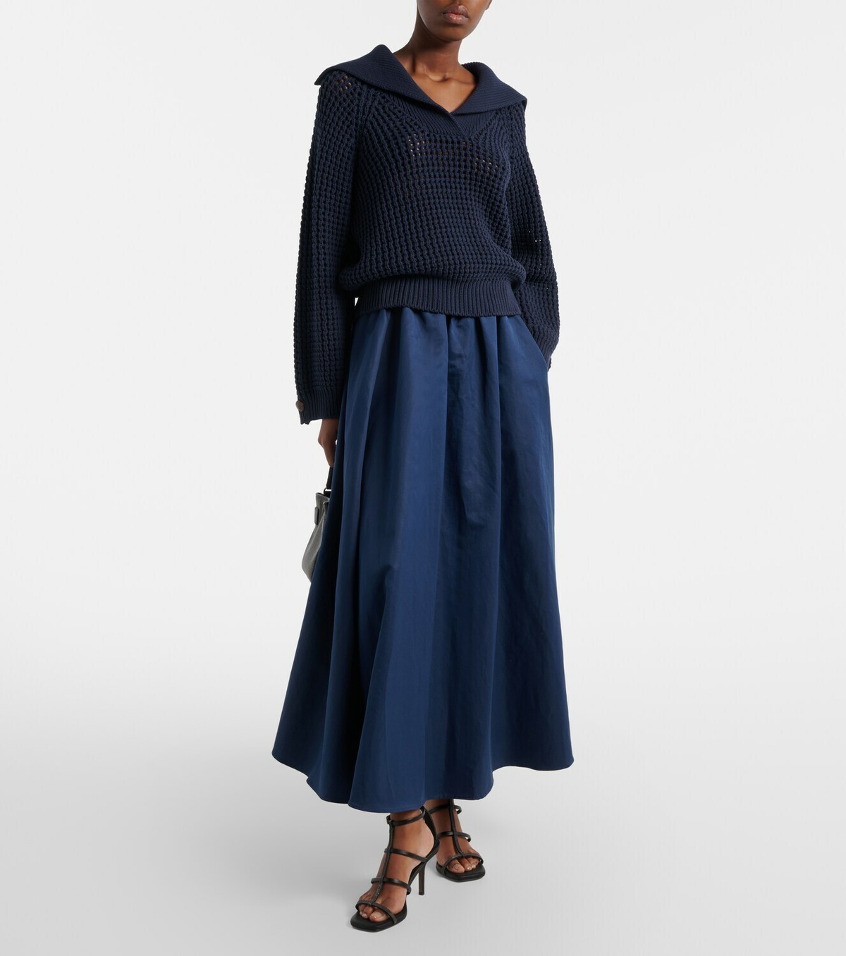 Brunello Cucinelli Cotton-blend midi skirt