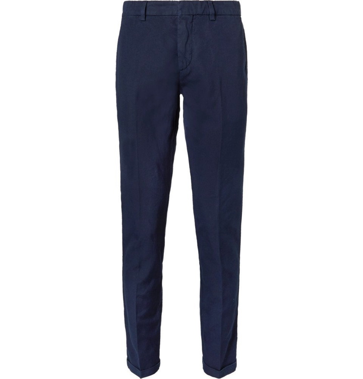 Photo: NN07 - Noho Slim-Fit Cotton and Linen-Blend Trousers - Men - Navy