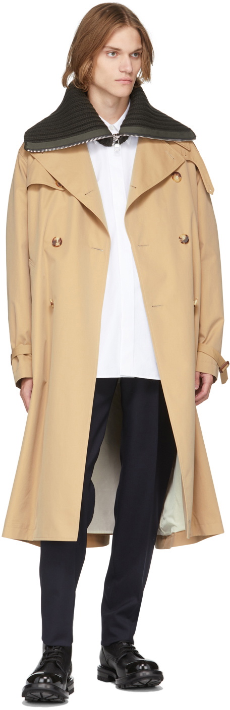 Alexander McQueen Beige Cotton Gabardine Trench Coat Alexander McQueen
