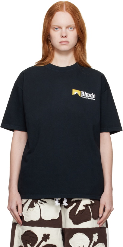 Photo: Rhude Black 'International Racing' Logo T-shirt