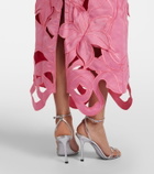 Leo Lin Rayna floral-appliqué bustier gown