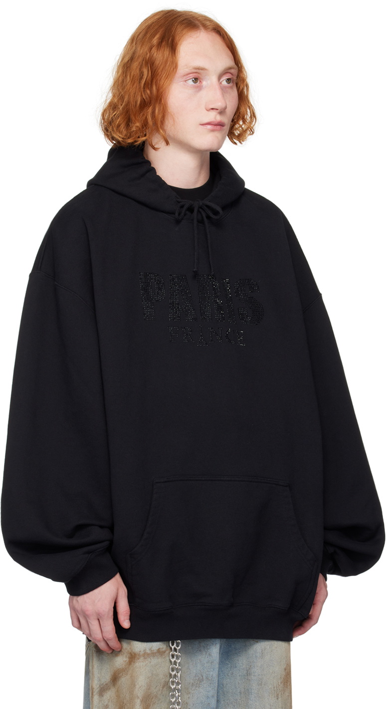 VETEMENTS Black Crystal 'Paris' Hoodie Vetements