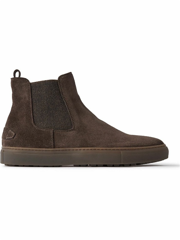 Photo: Brioni - Shearling-Lined Suede Chelsea Boots - Brown