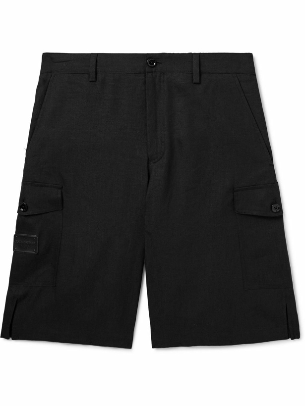 Photo: Dolce&Gabbana - Wide-Leg Linen Cargo Shorts - Black