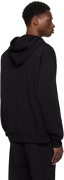 Hugo Black Relaxed-Fit Split Logo Hoodie