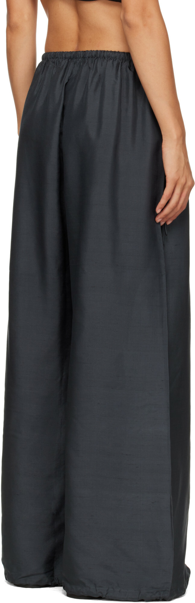 St. Agni Black Silk Adjustable Balloon Pants
