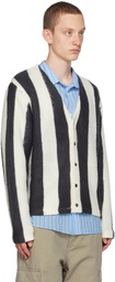 Stüssy Black & Off-White Stripe Cardigan