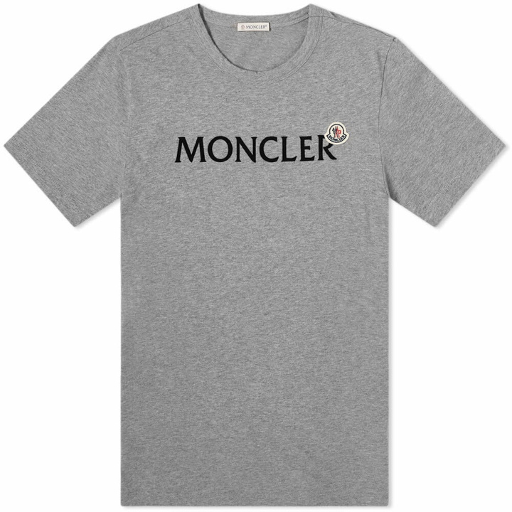 Photo: Moncler Men's Text Logo T-Shirt in Grey Marl