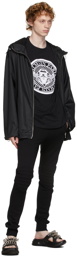 Balmain Black Hooded Transparent Logo Jacket