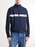 SAINT LAURENT - Panelled Logo-Embroidered Cassandre-Embellished Cotton Jacket - Blue