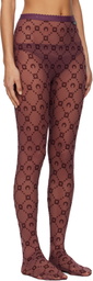 Marine Serre Burgundy Moonogram Mesh Flock Tights