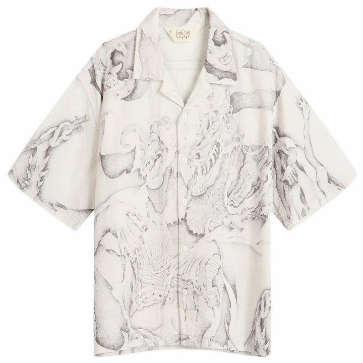 Photo: Brain Dead Men's Dragonspeaker Seersucker Vacation Shirt in White Multi