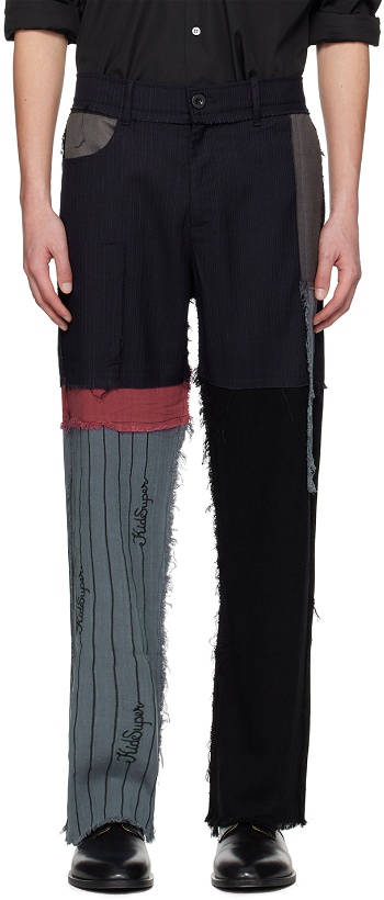 Photo: KidSuper Navy & Blue Patchwork Trousers