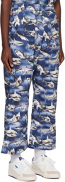 Palm Angels Blue & Black Sharks Trousers