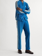 Needles - RC Logo-Embroidered Stripe-Trimmed Cotton-Blend Velour Track Jacket - Blue