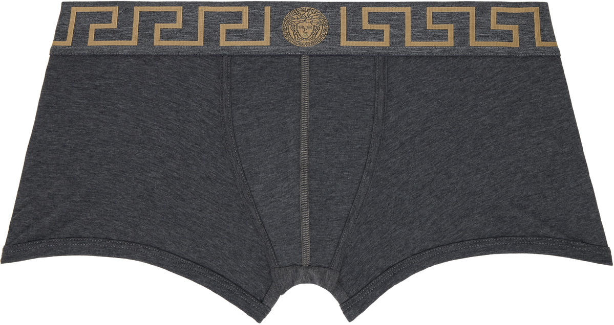 Versace Underwear Two-Pack Black & Gray Greca Border Boxer Briefs