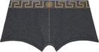 Versace Underwear Two-Pack Black & Gray Greca Border Boxer Briefs