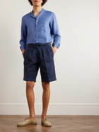 Rubinacci - Straight-Leg Pleated Cotton-Twill Shorts - Blue