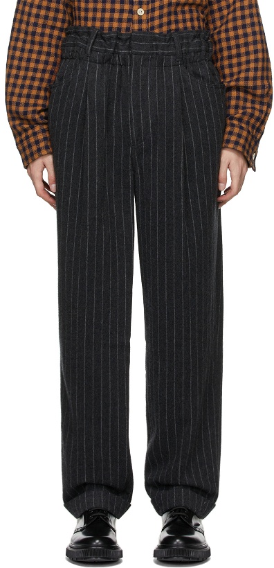Photo: BED J.W. FORD Grey Striped Over-Waist Wide Trousers