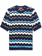 Missoni - Striped Textured Cotton-Blend T-Shirt - Blue