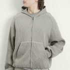 ROA Men's Bee Sun Faded Organic Waffle Zip Up Hoodie in Grey