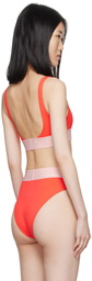 Versace Underwear Orange Greca Border Bikini Top