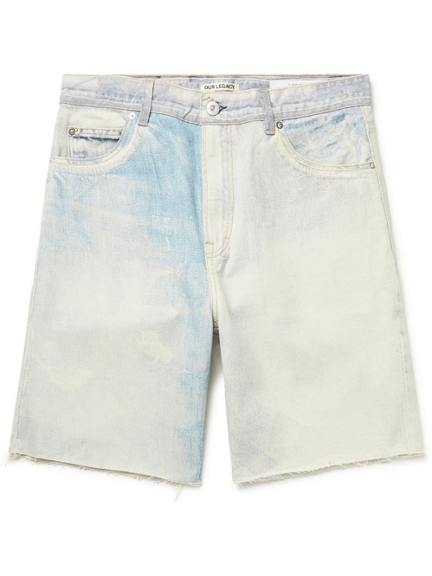 Photo: OUR LEGACY - Frayed Bleached Denim Shorts - Blue