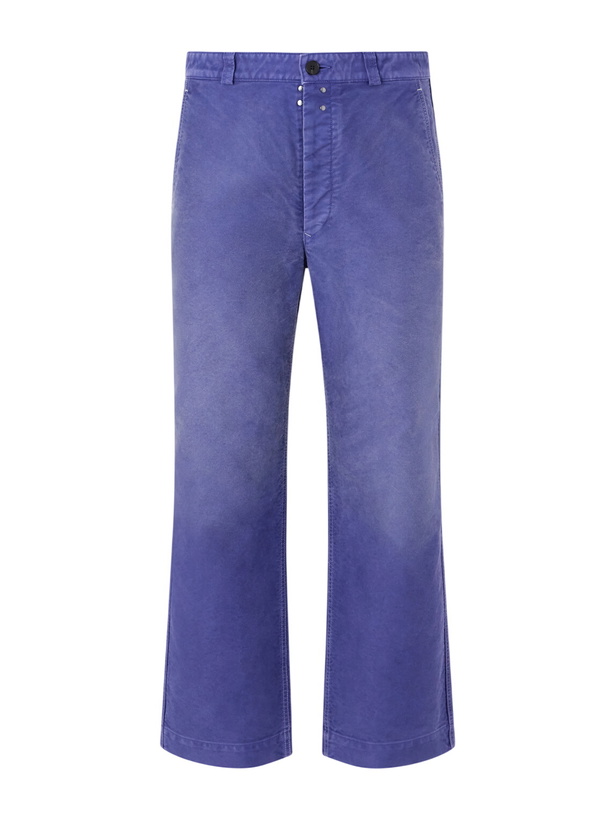 Photo: Auralee - Straight-Leg Garment-Dyed Cotton-Moleskin Trousers - Blue