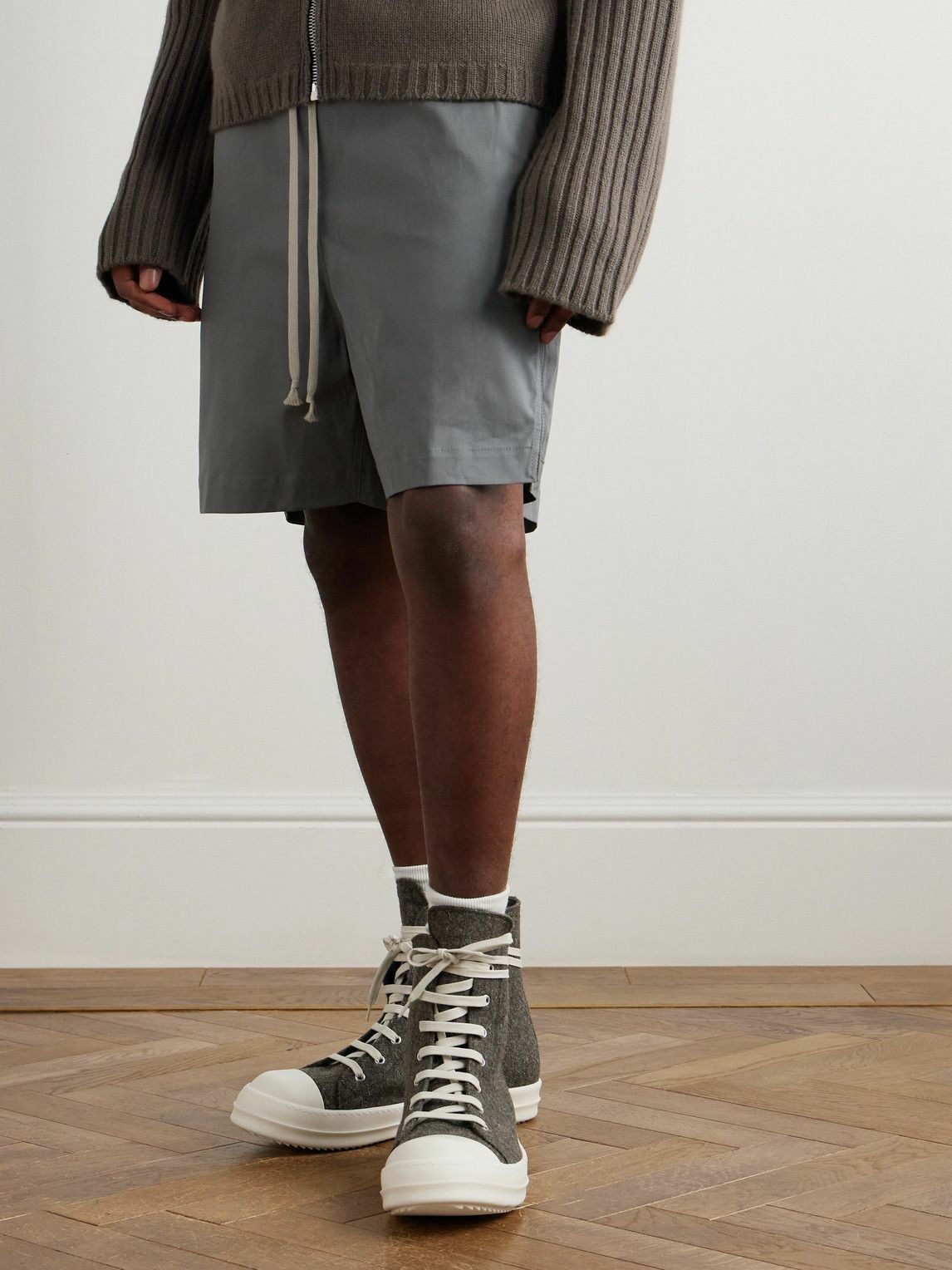Rick Owens - Rugged Wool High-Top Sneakers - Green