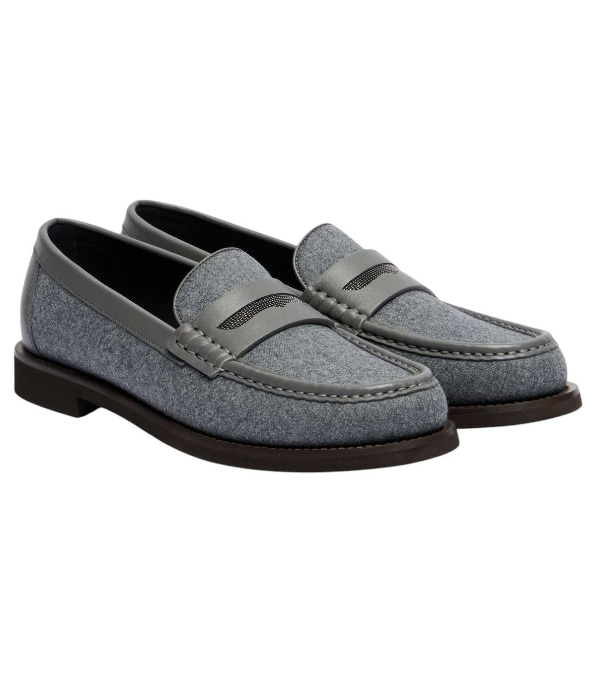 Brunello Cucinelli Monili shearling-lined suede loafers