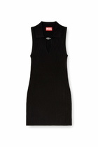 Diesel Short polo dress in silk-blend rib knit - Dresses Womens in Black