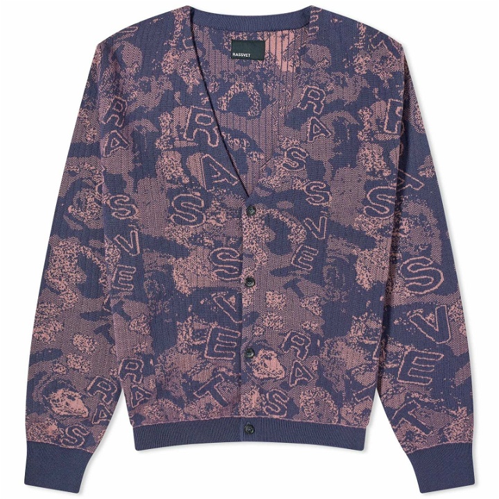 Photo: PACCBET Men's Roses Knit Cardigan in Navy