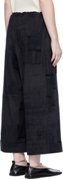 Y's Black Jacquard Trousers