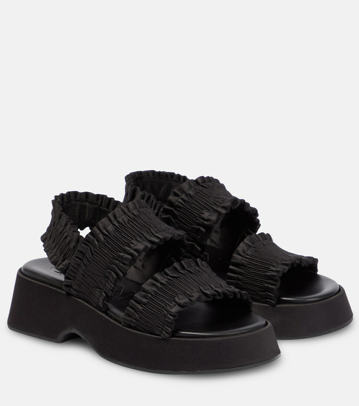 Black Smock Flatform Sandals | GANNI US