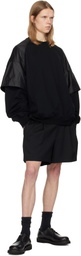 Juun.J Black Wool Pleated Shorts