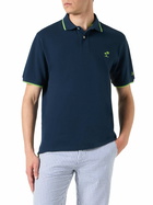 MC2 Saint Barth Blue Piquet Polo With St. Barth Logo And Contrasts