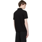Moncler Black Logo Cotton Piquet Half Zip Polo