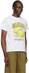 GANNI White Relaxed Lemon T-Shirt
