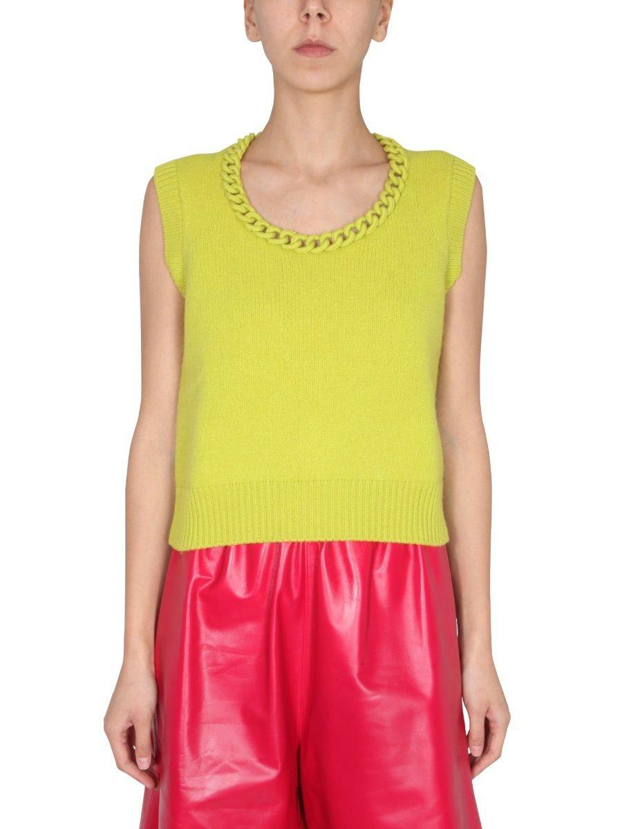 ベスト・ジレ Bottega Veneta Pastel Yellow Cotton Blend Vest Layered cotton-blend vest in black - Bottega Veneta | Mytheresa