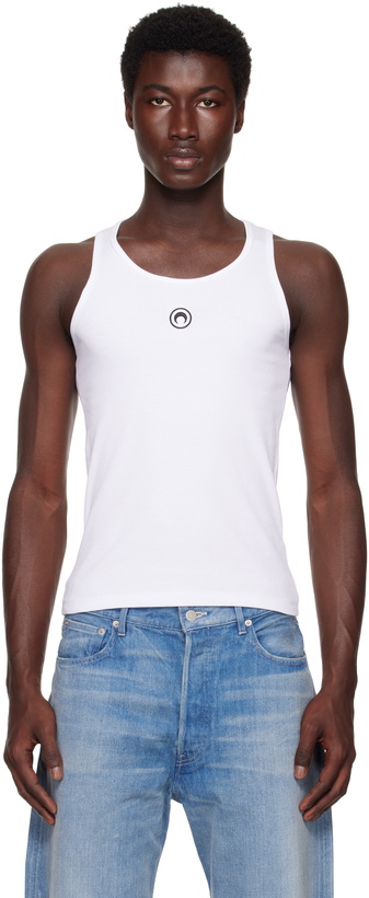 Photo: Marine Serre White Organic Cotton Rib Tank Top